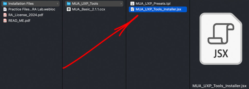 MUA_UXP_Tools folder and installer script inside the installation package